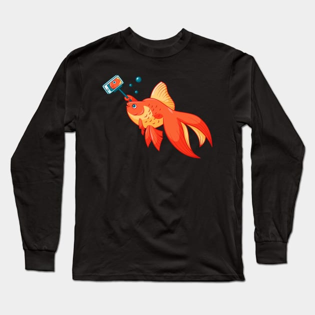 Funny Fish Taking Selfie - Selfie Lover Long Sleeve T-Shirt by Artistic muss